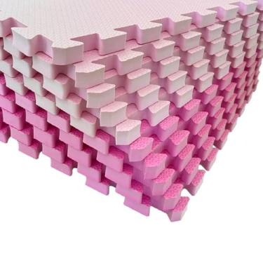 Imagem de Kit 8 Peças Tapete Tatame Infantil 50x50x10mm Rosa | EVA Macio, Antiderrapante e Seguro | Para Quartos, Brincadeiras e Brinquedotecas