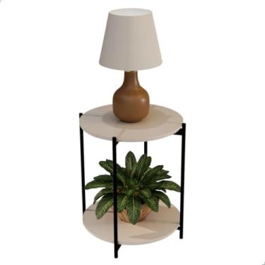 Imagem de Mesa dobrável de centro, tampo com dobradiça dupla, estrutura compacta(off white)