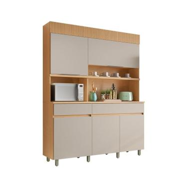 Imagem de Cozinha Compacta Realeza 100% MDF 5 Portas 2 Gavetas Carvalho e Greice