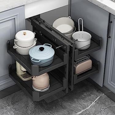 Imagem de Organizador de armário de canto cego, prateleira organizadora de armário de cozinha, prateleira giratória de alumínio, 4 otimizadores de canto de cesta de alumínio, abertura total, B (C B)