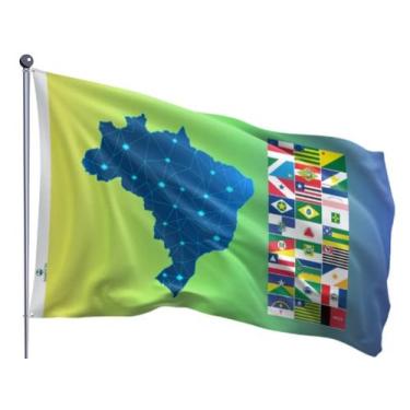 Imagem de Bandeira do Mapa do Brasil dos Estados Brasileiros Uma Face Tamanho 90
