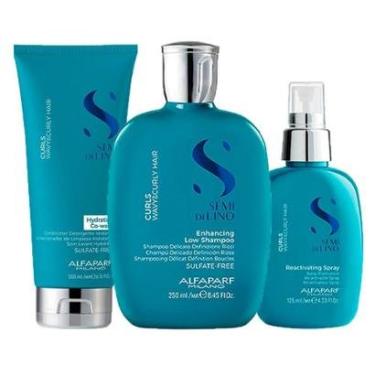 Imagem de Kit Alfaparf Milano Professional Semi Di Lino Curls - Shampoo e Condicionador e Spray Ativador-Unissex