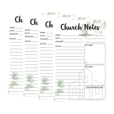 Imagem de predolo Caderno de anotações religiosas, com folhas destacáveis ​​e linhas, estampa de folhas verdes, ideal para sermões, pedidos de oração e muito mais.