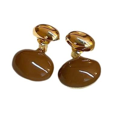 Imagem de Brincos De Resina Marrom Vintage Com Pedra Olho De Tigre Para Mulheres