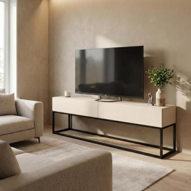 Imagem de Rack Eros 140cm Base Metálica Estido Industrial Com Gavetas Cor:Off Wh