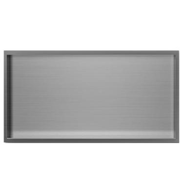 Imagem de Prateleiras de nicho retangulares cinza fosco, prateleira de parede de banheiro embutida para xampu, sabão e descanso para os pés - durável 70 x 28 x 12,5 cm (28 x 11 x 5") suporte de papel higiênico