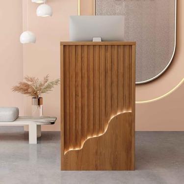 Imagem de Mesas de recepção, mesa de recepção em pé, balcão de check-out, balcão de recepção pequeno, balcão de loja, balcão de recepção, recepção com balcão, balcão de varejo (B1,80 cm/3