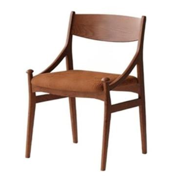 Imagem de Cadeira de jantar de madeira para cozinha, quarto, encosto curvado, estofado, almofada de assento, sala de jantar