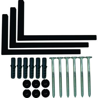 Imagem de Kit 10 Suportes Mão Francesa Cantoneira Prateira Preto 25Cm