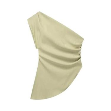 Imagem de Camiseta Feminina Assimétrica Ombro a Descoberto: Tendência Da Moda, T