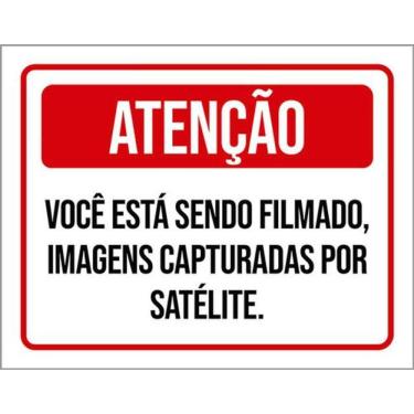 Imagem de Kit 10 Placas Atenção Você Filmado Imagens Capturadas 36X46