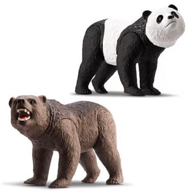 Imagem de 2 Unids Brinquedo Animal Realista Vinil Urso e Panda - Silmar Brinqued