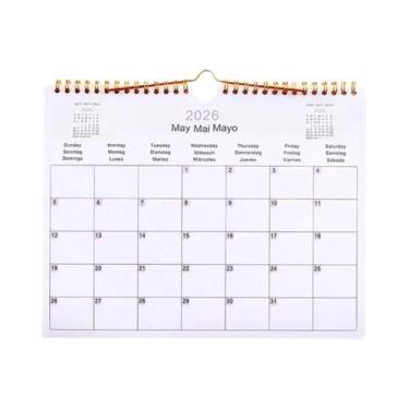 Imagem de Calendário De Parede 2025-2026, 12 Meses, Planner Multilíngue, Agenda 