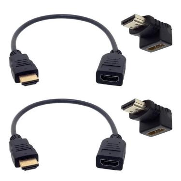 Imagem de Kit 2 Cabos Hdmi 30 Cm 90° Pequeno Curto Para Chromecast, Tv