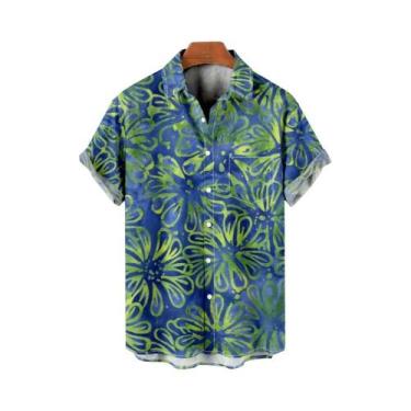 Imagem de Camisa Masculina De Manga Curta Com Estampa Floral Havaiana, Moda Prai