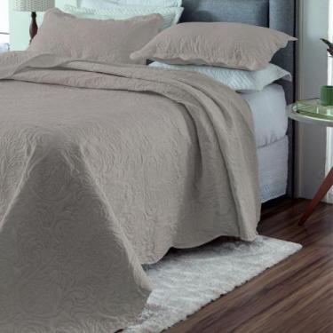 Imagem de Kit Cobre-Leito Colcha Casal 3pçs 2,20m x 2,40m Dupla Face Cor:Bege - 