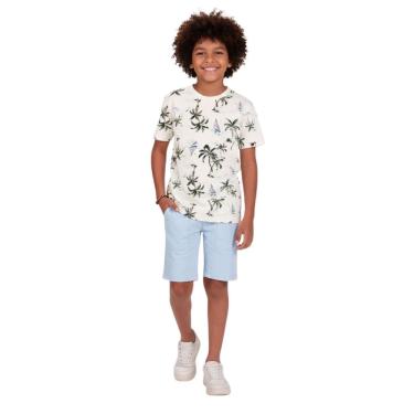 Imagem de Conjunto Infantil Camiseta Coqueiro e Bermuda Azul Festa