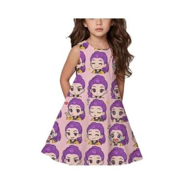 Imagem de Kpop Demon Hunters Vestido de verão para meninas crianças fofo casual 