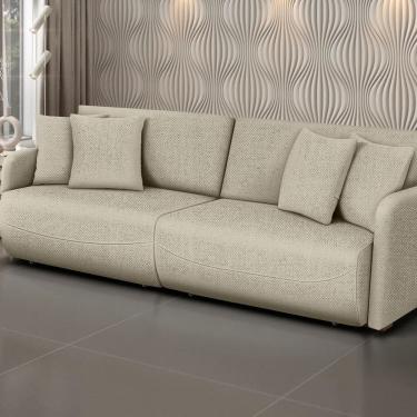 Imagem de Sofá Retrátil e Reclinável 280cm Linho Domus Marfim