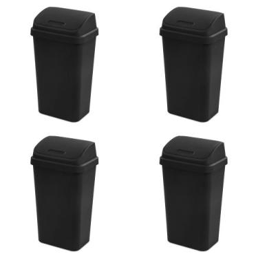 Imagem de Lixeira Sterilite Kit com 4 Unidades 13 Gal Preto com Tampa Basculante
