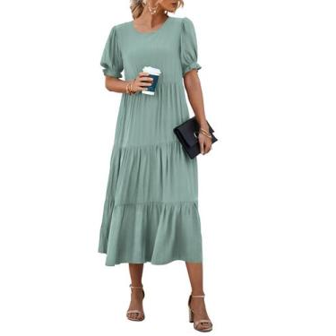 Imagem de Vestido PRETTYGARDEN de verano Boho floral con mangas abullonadas y la