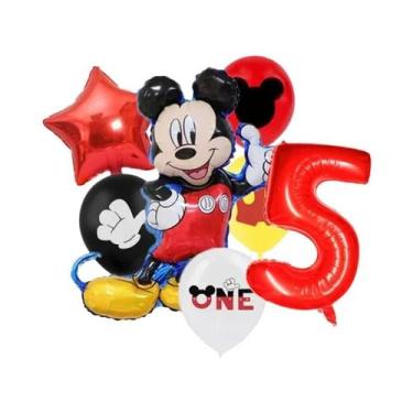 Imagem de Conjunto De Balões De Folha Minnie E Mickey Mouse 7 Peças Para Decoraç