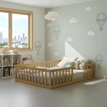 Imagem de Cama Queen Casal Montessoriana Madeira Maciça Reforçada