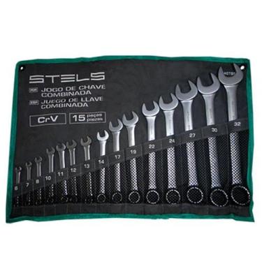 Imagem de Jogo de Chaves Combinadas CRV 6 a 32mm com 15 Peças - STELS