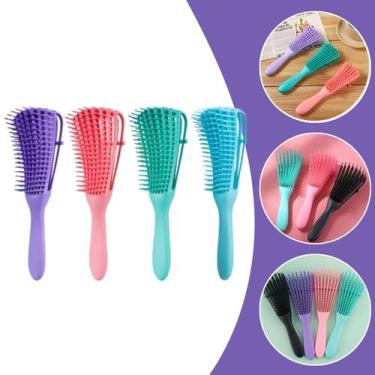 Imagem de Kit 4 Escova Pente Polvo Todos Tipos de Cabelo Cacheado Crespo Desemba