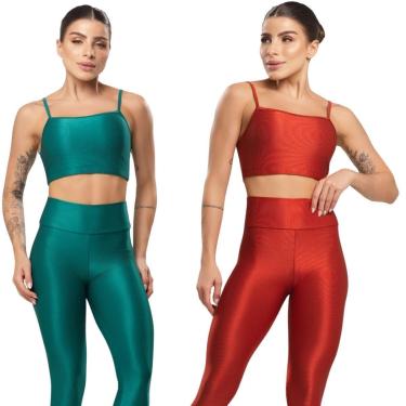 Imagem de KIT 2 Top Fitness Esmeralda Serra e Mar Roupa Para Academia Treino Moda Feminina Musculação-Feminino