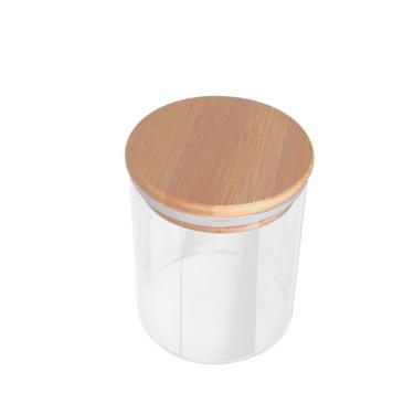 Imagem de Pote de Vidro Pote Vidro Tampa Bambu Hermético Temperos 450 ml para Armazenar Alimentos Transparente Show House