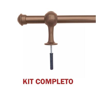 Imagem de Kit Varão de Madeira para Cortina Simples 2 00m 19mm com Ponteira Suporte Ouro Velho OEM