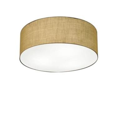 Imagem de Plafon de Teto Md-3046 de Sobrepor com Cúpula em Tecido Cilíndrico 35X12CM Bivolt Resistente à Maresia Bege Vivare