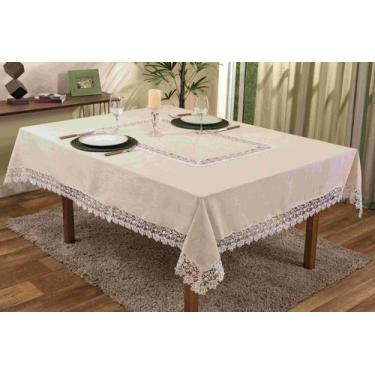 Imagem de Toalha De Mesa Retangular Bege Poli-Linho 6 Lugares Rafimex