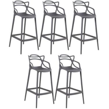 Imagem de Kit 5 Banquetas Laráz Master Allegra 76 cm - Cinza escuro - Laraz
