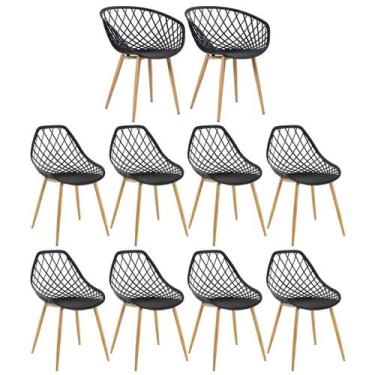 Imagem de Kit Laráz 2 Cadeiras Clarice Nest Braços + 8 Cadeiras Preto - Laraz