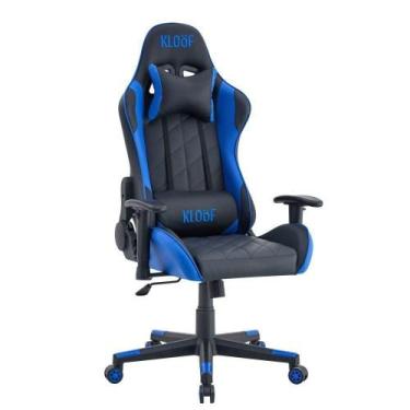 Imagem de Cadeira Giratória Gamer Reclinável Kl3 Preto E Azul - Kloof