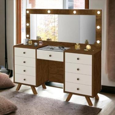 Imagem de Penteadeira Com Espelho Mila Malbec E Off White Luapa - LUAPA MÓVEIS