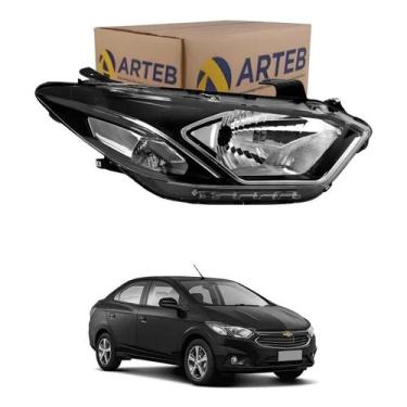 Imagem de Farol ESQ Prisma Onix 2017 A 2019 Masc Negra Com Led Arteb