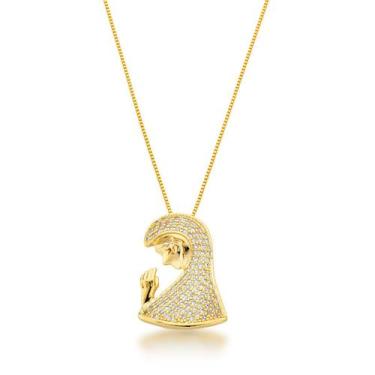 Imagem de Colar Religioso Maria  Banhado a Ouro 18k - Atraktiva Jóias, 45cm