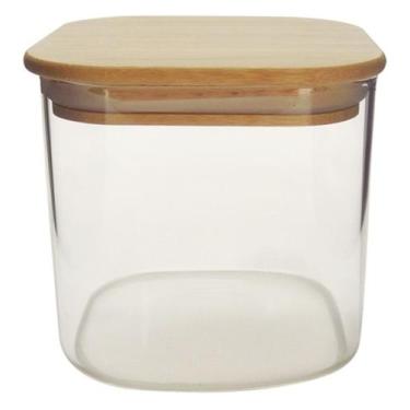 Imagem de Pote De Vidro Borossilicato Quadrado Tampa De Bambu 650 ml - Mimo Styl