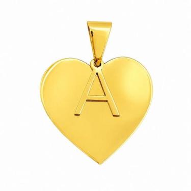Imagem de Pingente em Ouro 18K Coração com Letra Personalizada - 25,00 mm - Just