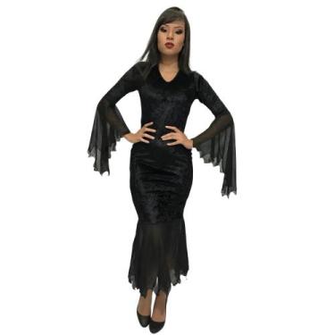 Imagem de Fantasia Mortícia Addams Halloween Adulto - Jade Fashion, P