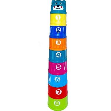 Imagem de Brinquedo Educativo Torre Divertida RF2 com 9 Potes Coloridos Empilháveis Toy Mix