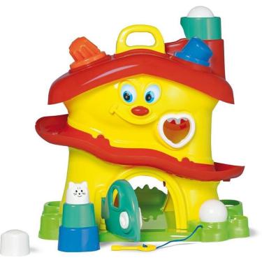Imagem de Brinquedo Educativo Activity House Casinha com Formas Didáticas Chave Martelo e Bolinhas de Plástico