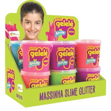 Imagem de Kit 12 Slime Gelelé Balde Glíter 457g Atóxico e Biodegradável com Fragrância Doce Brinquedo