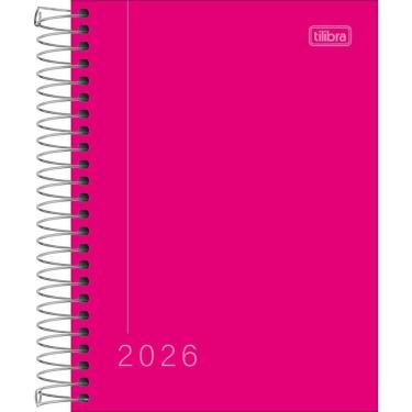 Imagem de Agenda Tilibra Pepper 2023 Espiral Capa Dura 160 Folhas Rosa com Gofrado