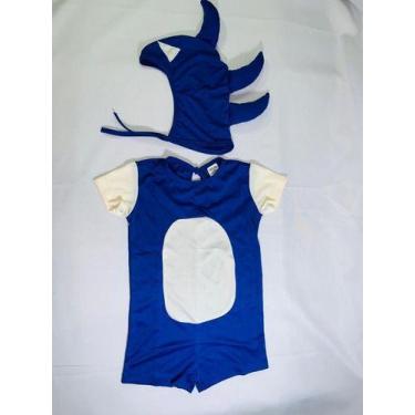 Fantasia Sonic Azul Infantil Cosplay Halloween Dry no Shoptime