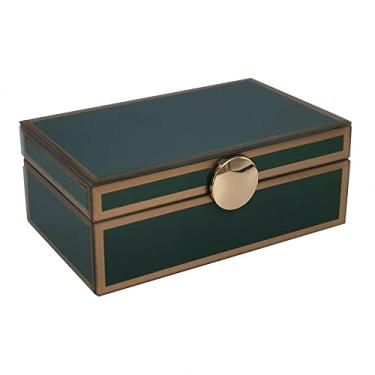 Imagem de Porta Joias em Vidro Verde com Detalhes Dourado 21cm AI0038 BTC