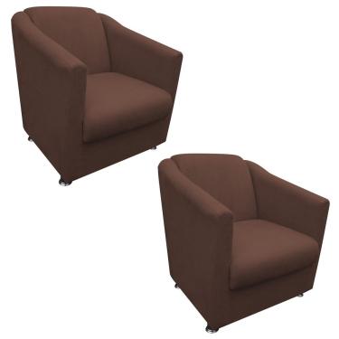 Imagem de Kit 02 Poltronas Decorativa Bia Suede Marrom